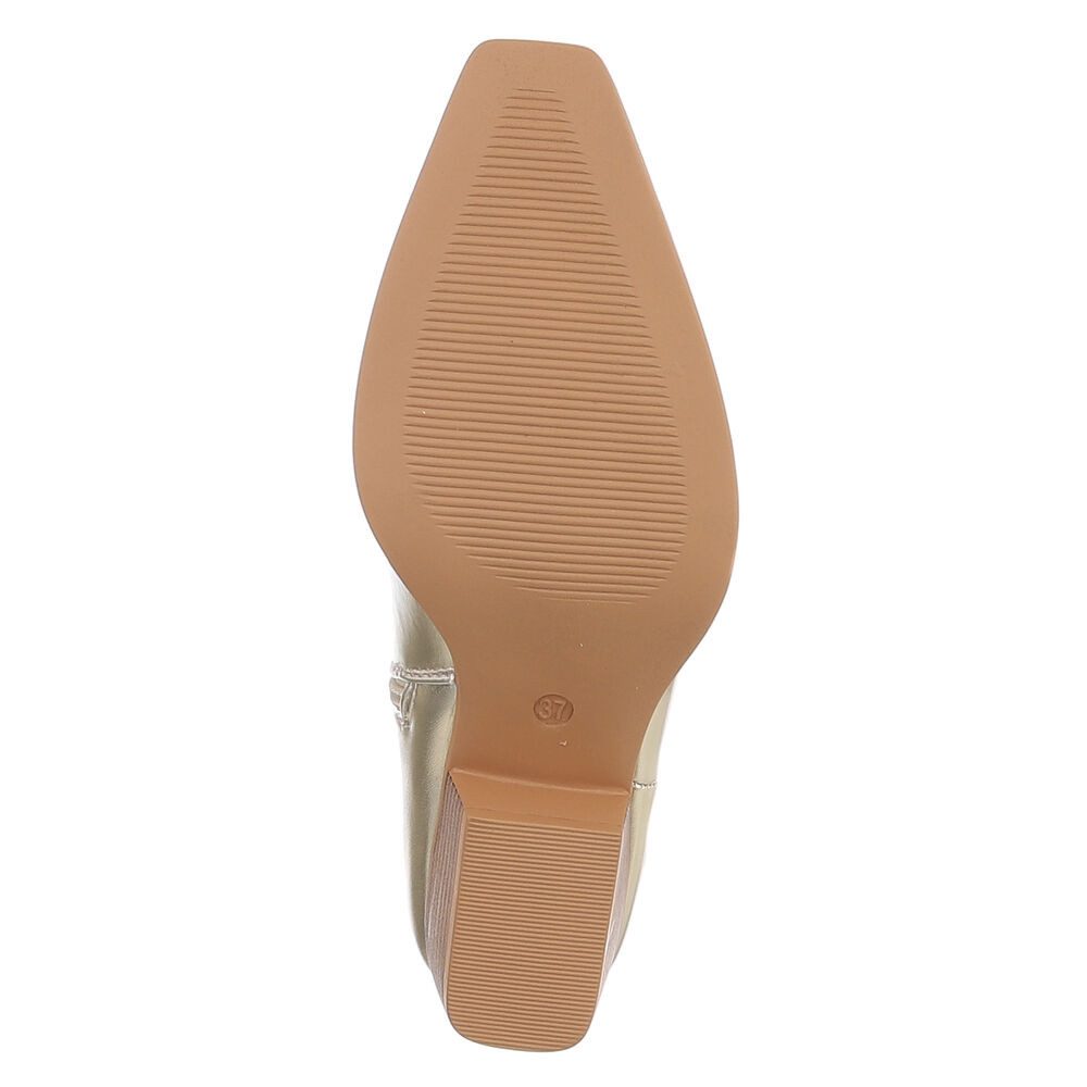 Ital-Design Cowboystiefel mit Stickdesign für Damen, Alltag und Freizeit Westernstiefelette (90482447) Blockabsatz Stiefeletten in Gold