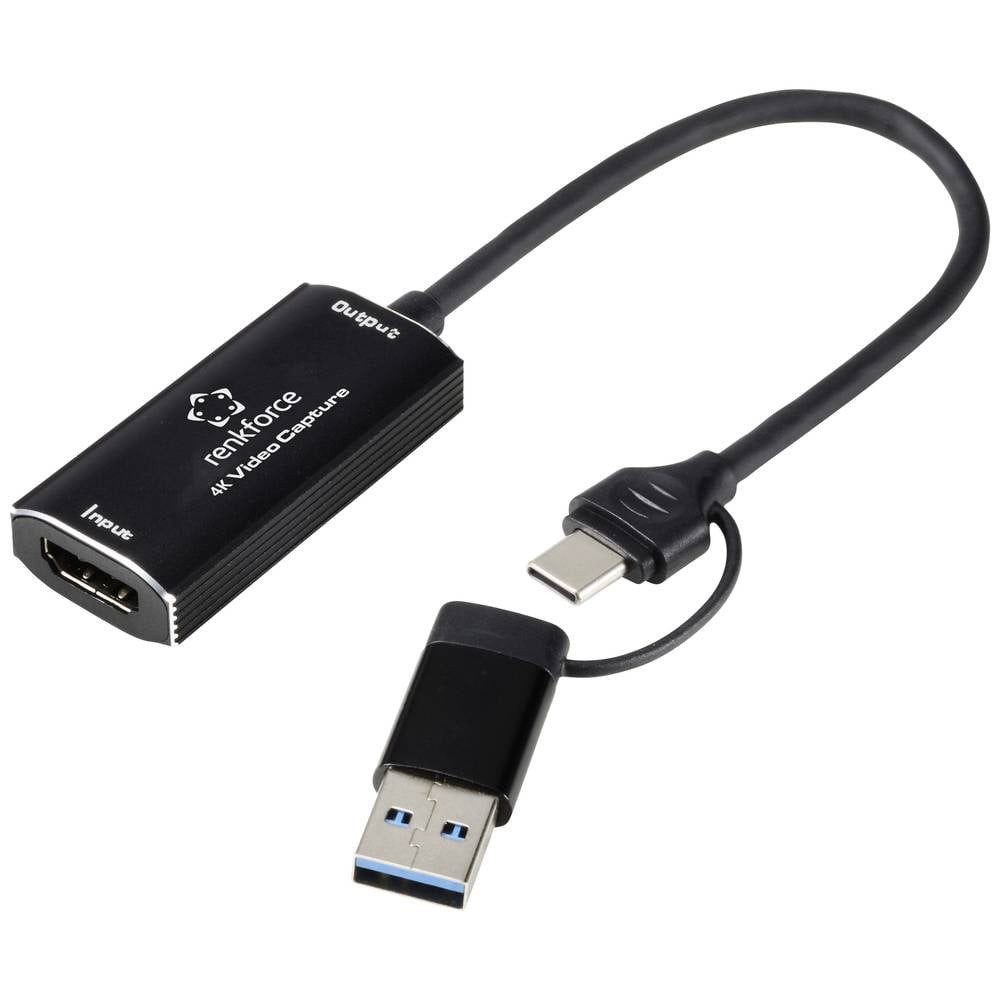 Renkforce 4K HDMI Video-Aufzeichnungsmodul für PC/Mac mit USB oder RF-6048350 Gameplay-Aufnahmegerät (Plug und Play)