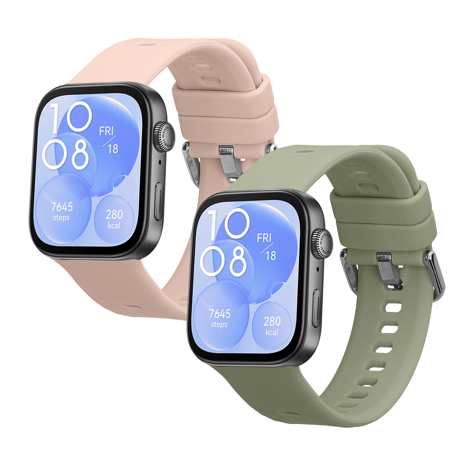 kwmobile 2x Uhrenarmband für Huawei Watch Fit 3 Armband Smartwatch, 2-tlg., Fitnesstracker Band Set aus TPU Silikon - Ersatzarmband Smartwatch