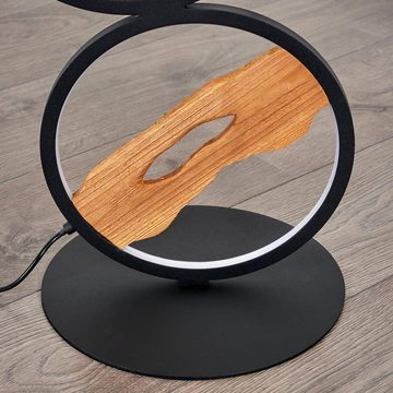 hofstein Stehlampe Stehlampe aus Metall/Holz in Schwarz/Natur, LED fest integriert, 3000 Kelvin, mit Schirmen (27cm), dimmbar über Fußschalter, 30 Watt, 2900 Lumen