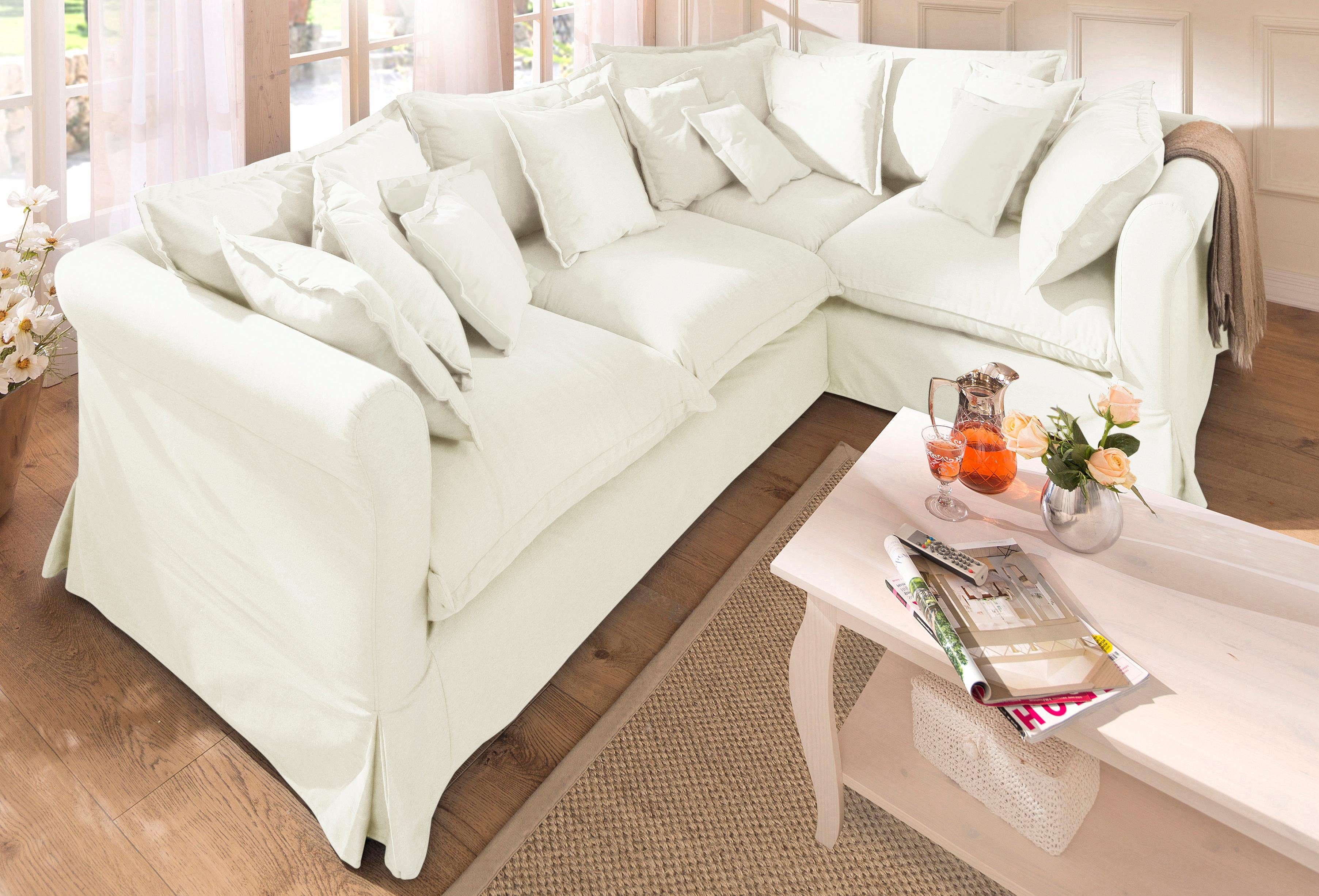 Home affaire Ecksofa Luise L-Form, mit vielen losen Kissen und abnehmbarer Husse