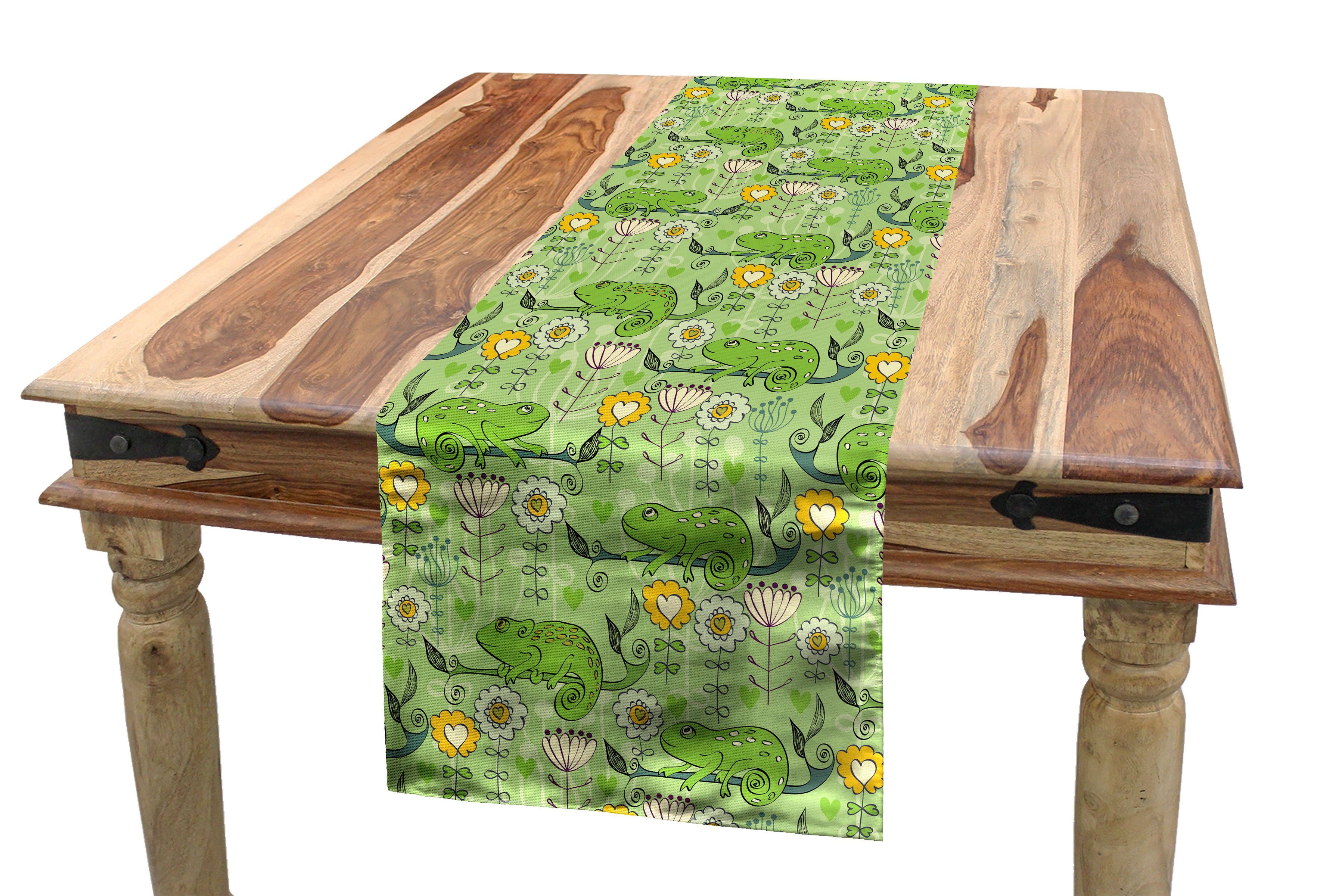 Branchen Küche Esszimmer Chameleons Tischläufer, Blume auf Rechteckiger Tischläufer Dekorativer Abakuhaus
