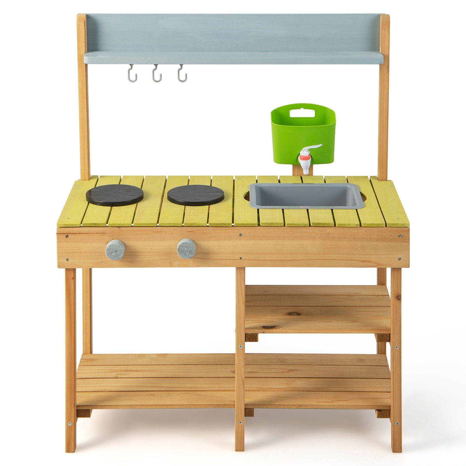COSTWAY OutdoorSpielküche Kinderküche Holz, mit Stauraum, für Garten