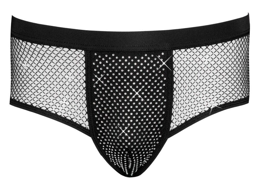 Svenjoyment Boxershorts Pants mit funkelnden Glitzersteinchen - schwarz, silber (1-St) Netz-Einsätze vorne
