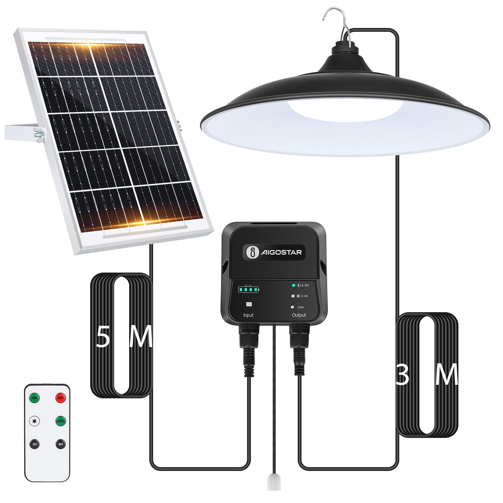 Aigostar LED Solarleuchte Solar-hängeleuchte,8 m Kabel,Solarlampen für außen hängend,IP65, Zugschnur, LED fest integriert, ohne Leuchtmittel, KaltweiBes Licht