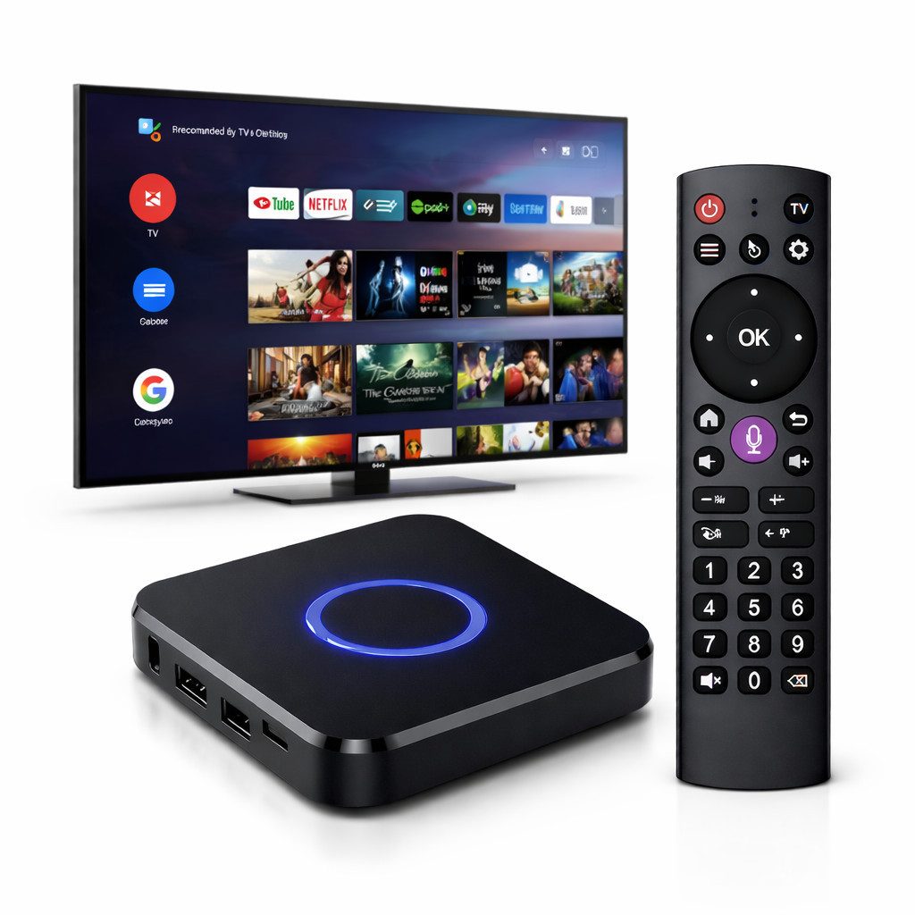 Goldstern-Tech Streaming-Box, (Android TV Box Quad-Core Prozessor, 4K Ultra HD mit 8K Support), Sprachsteuerung, Dual-Band, WLAN & Bluetooth 5.2