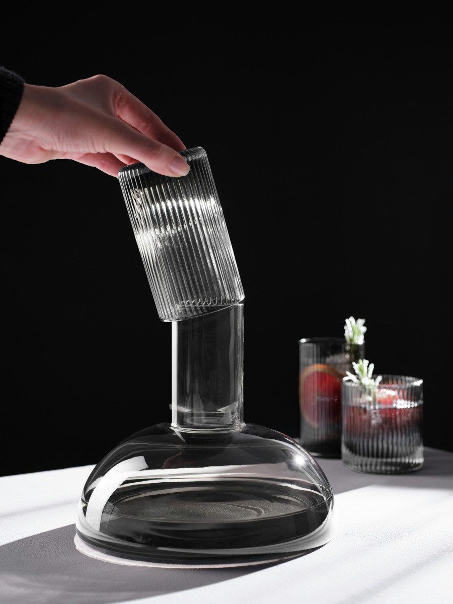 ASA SELECTION Karaffe Juna Karaffe mit Trinkglas grey 1,3l