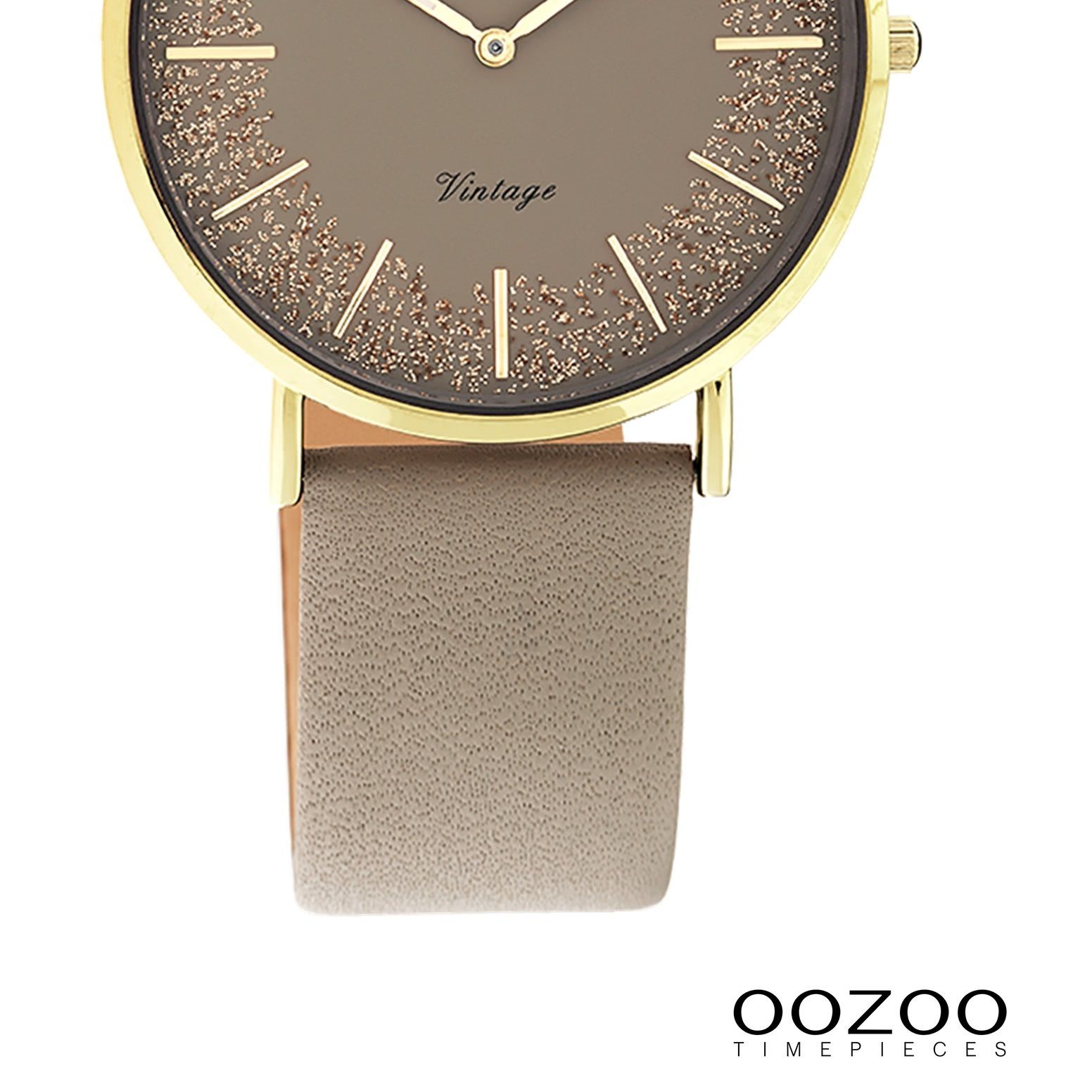 OOZOO Quarzuhr Oozoo Damen Armbanduhr Vintage (ca. Lederarmband, Series, rund, 32mm) Fashion-Style mittel Damenuhr