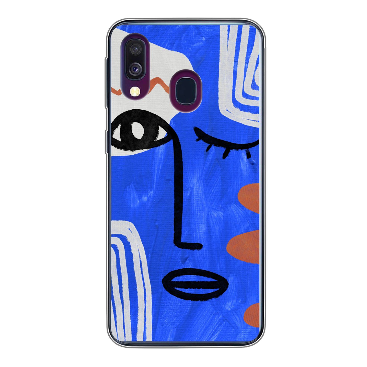 Handyhülle für Samsung Galaxy A40 Gesicht - Blau - Abstrakt