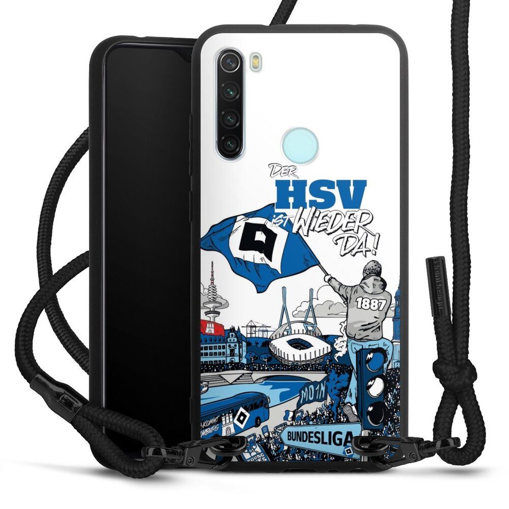 DeinDesign Handyhülle Hamburger SV Offizielles Lizenzprodukt Aufstieg, Xiaomi Redmi Note 8 (2021) Premium Handykette Hülle mit Band