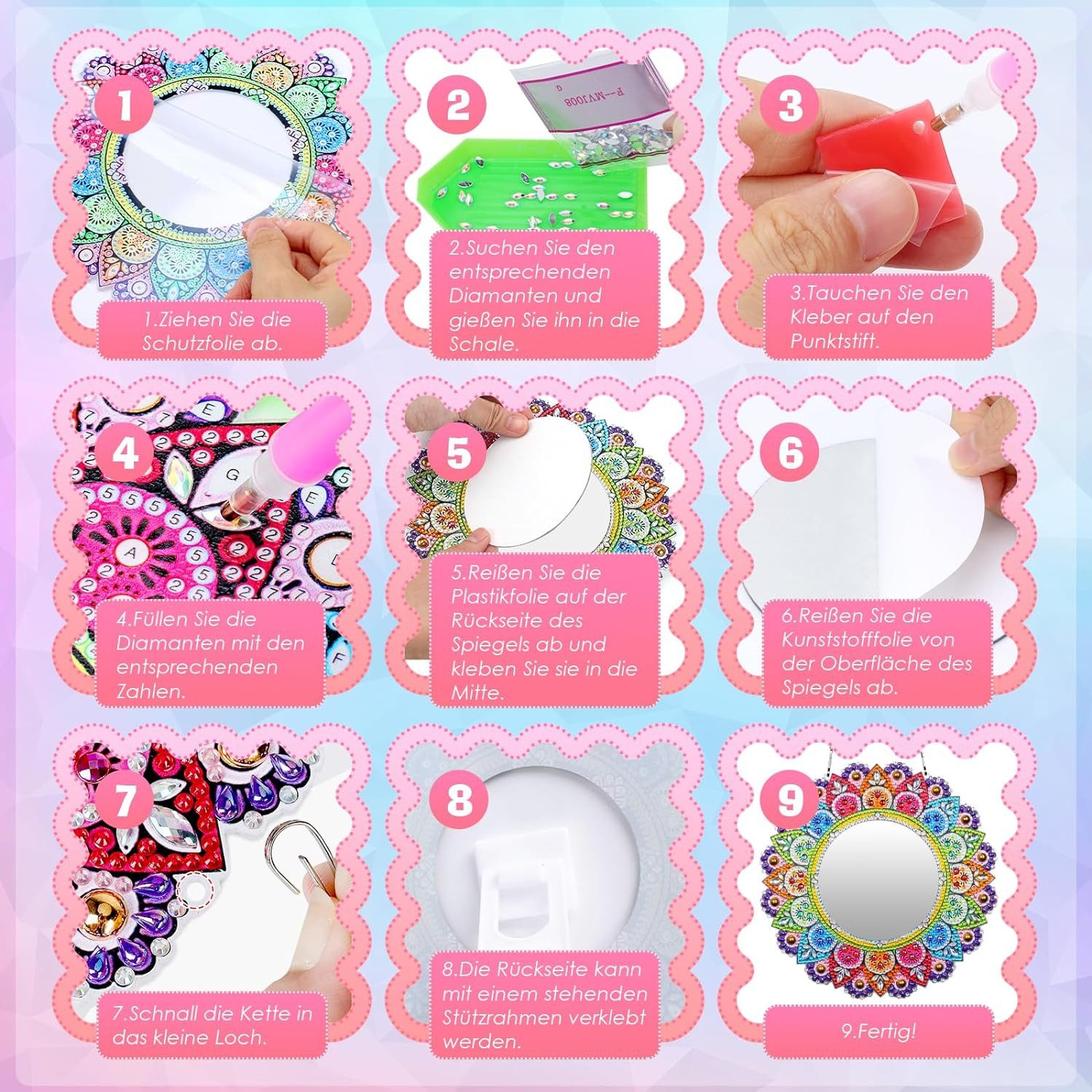 GOLDEN Gemälde GOLDEN Diamond Painting Wandspiegel Rund Acryl Mandala günstig online kaufen