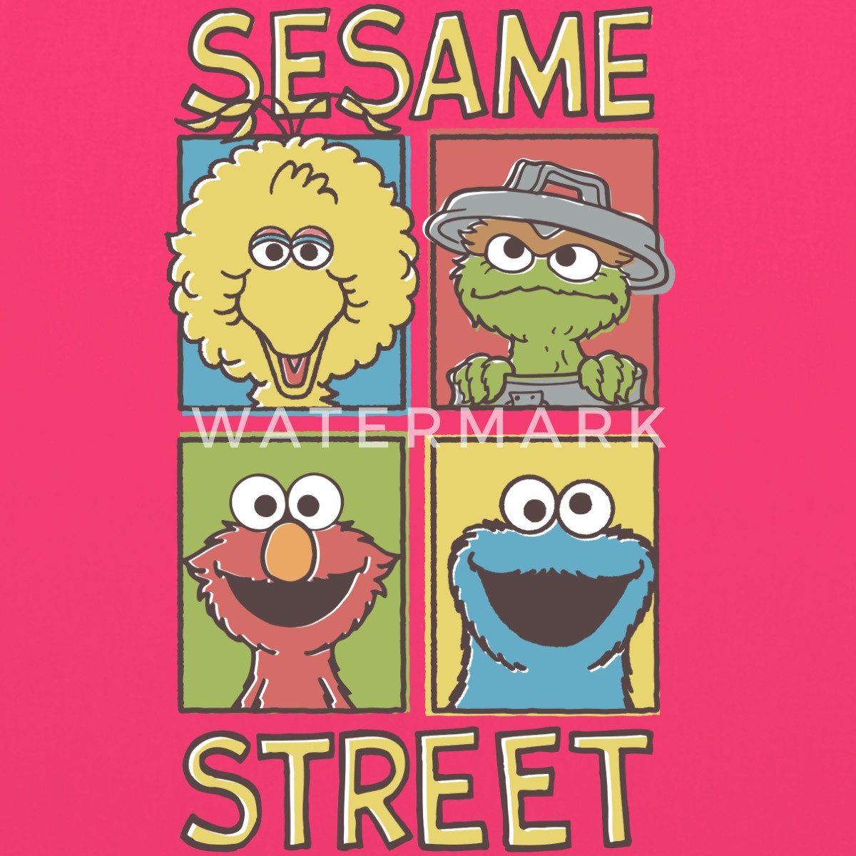 Spreadshirt Henkeltasche Sesamstraße Bibo, Oscar, Elmo, Krümelmonster Stoffbeutel (1-tlg)