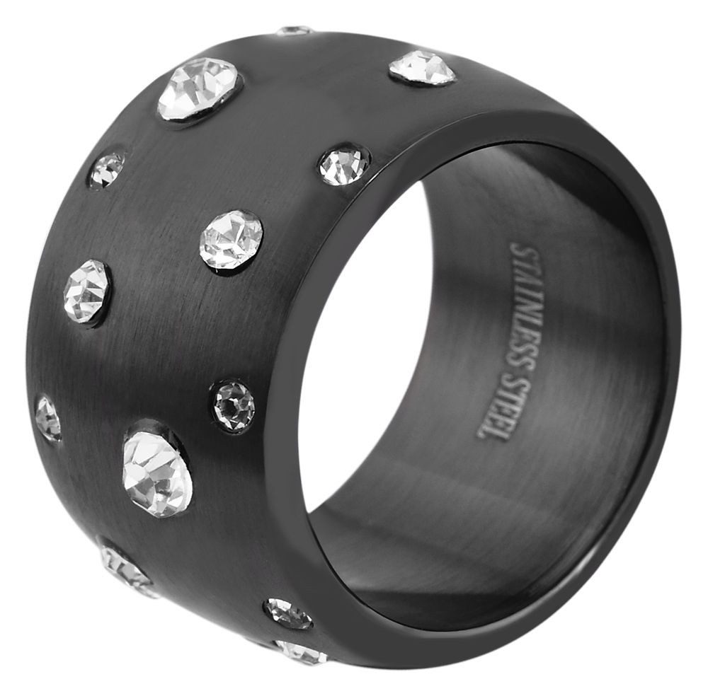 AKZENT Fingerring Black love Edelstahl schwarz Damen, Damen Ring günstig online kaufen