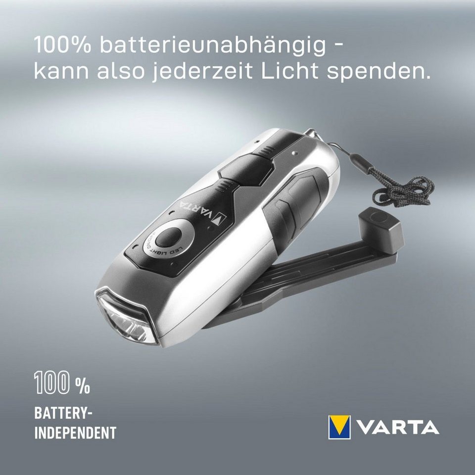 VARTA Taschenlampe DYNAMO LIGHT LED (1-St), mit Kurbel - 100%  batterieunabhängig - Stromausfall, Camping, Outdoor, Immer 100%  batterieunabhängig mit dem VARTA Dynamo LED