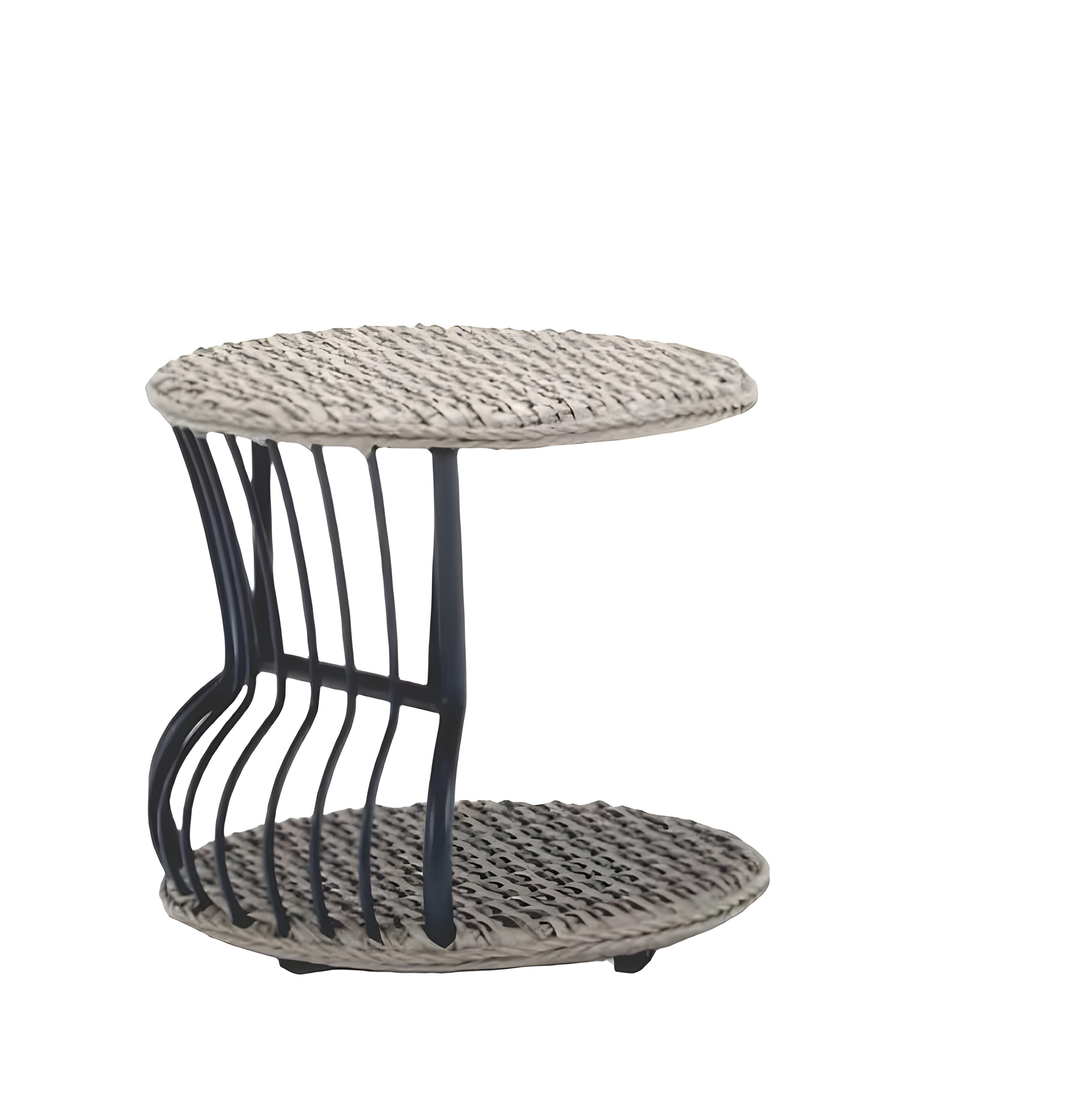 Xlmoebel Gartentisch Hochwertiger Runder Rattan-Couchtisch in Grau für luxuriöses (Couchtisch), Hergestellt in Europa