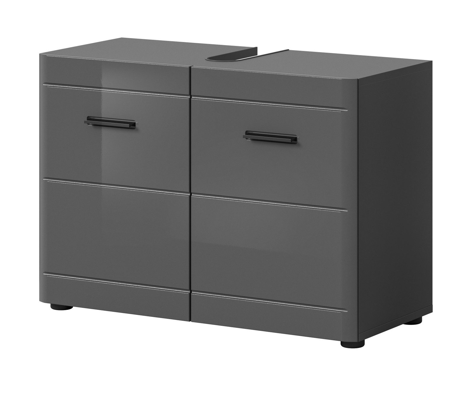 Inn.Furn Waschbeckenunterschrank Strong (Badschrank in grau Hochglanz, Breite 80 cm) mit Soft-Close-Funktion
