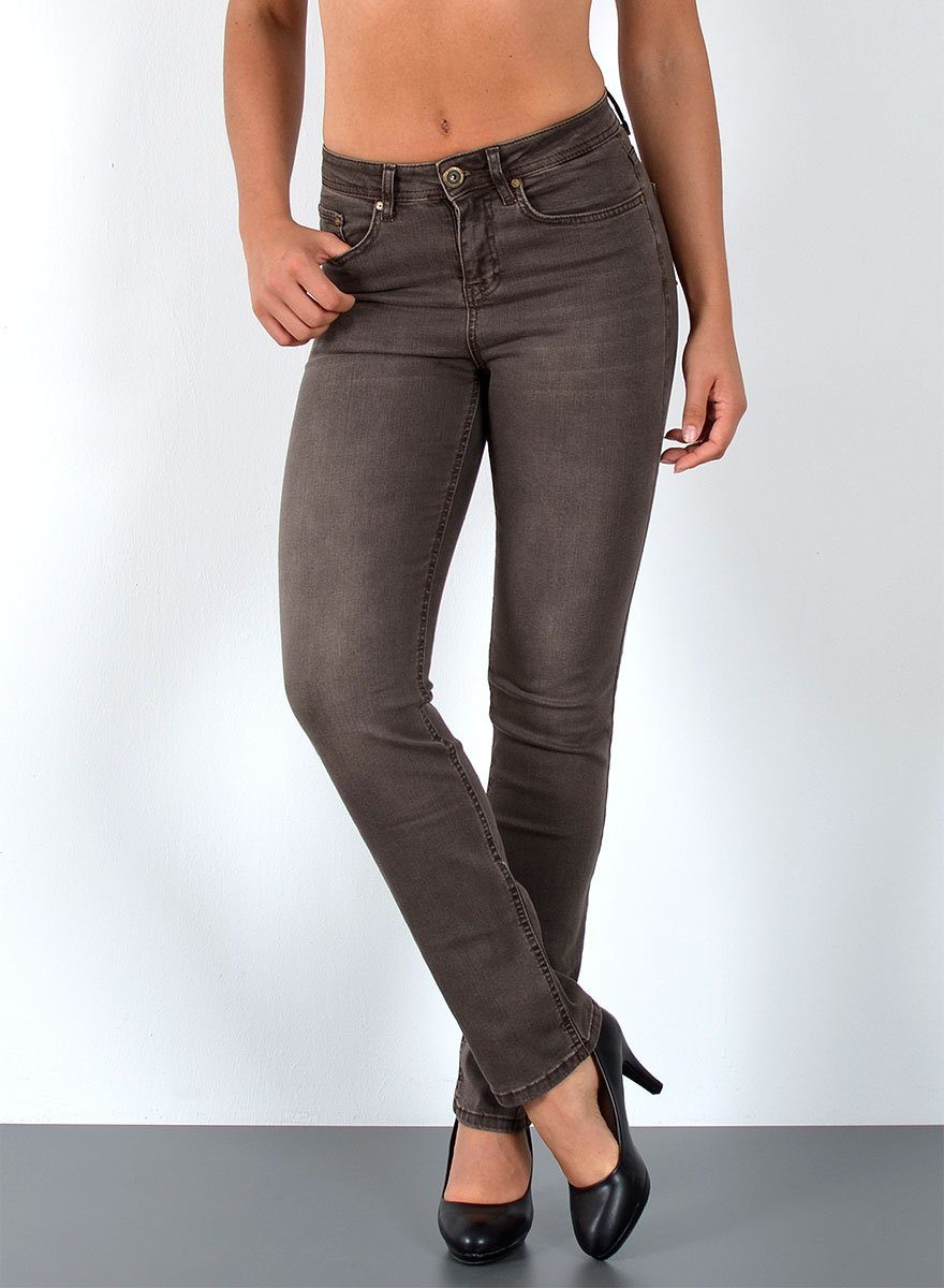 Straight-Jeans Premium High Waist Jeans Damen Straight Leg Hosen Stretch-Jeans G8