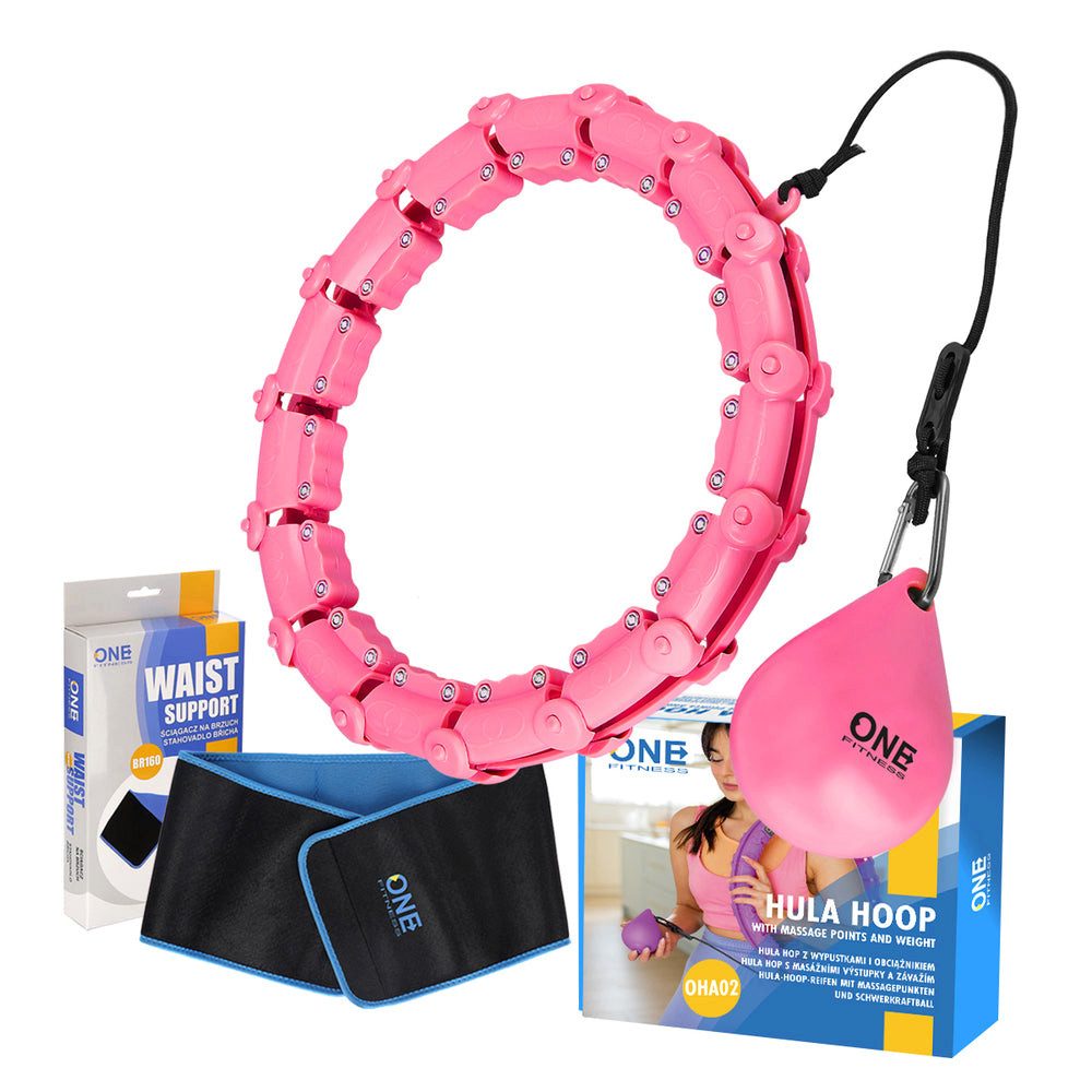 ONE FITNESS Hula-Hoop-Reifen Fitnessreifen Massagenoppen (Spar-Set, 1-tlg., Ausdauertraining), Hula-Hoop mit 14–24 Segmenten für Taillenumfang von 60–118 cm