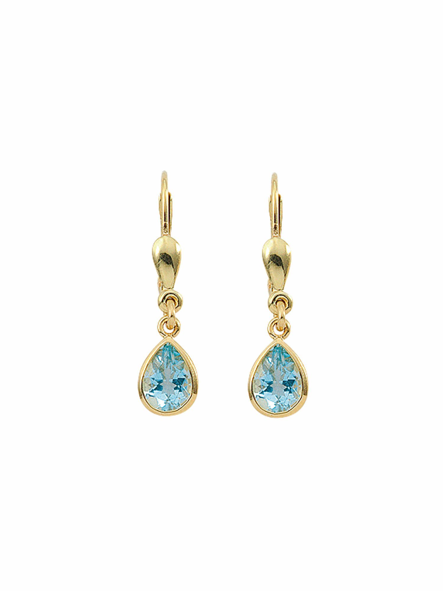 Adelia´s Paar Ohrhänger 1 Paar 585 Gold Ohrringe / Ohrhänger mit Aquamarin, 585 Gold mit Aquamarin Goldschmuck für Damen