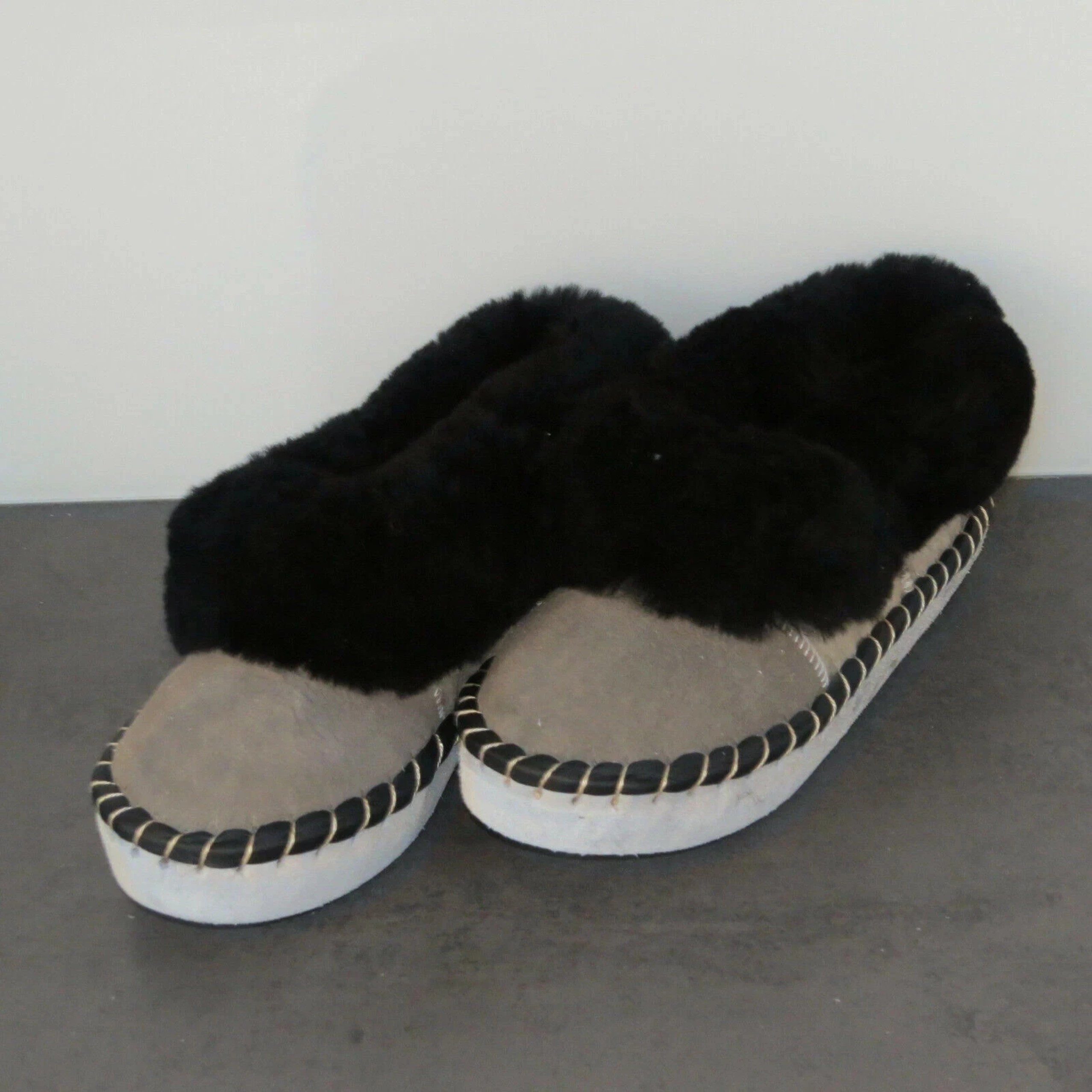 Holzprodukte Herren Hausschuhe Lammfell Pantoffeln Hüttenschuhe Ledersohle Winter Hausschuh warm