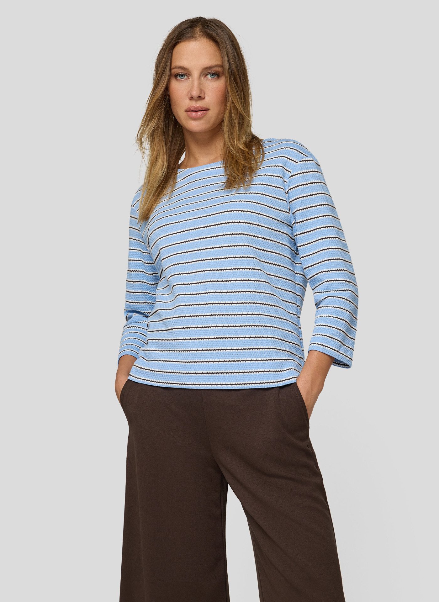 Rabe 3/4-Arm-Shirt Strick-Look und gestreift