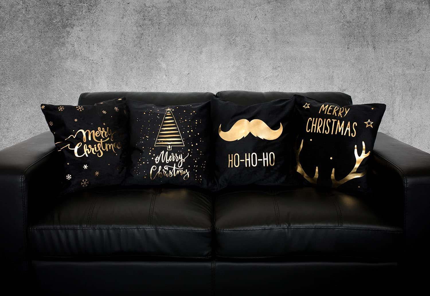 trends for living Kissenbezüge 4 Stück Kissenbezug in schwarz/Gold Weihnach günstig online kaufen