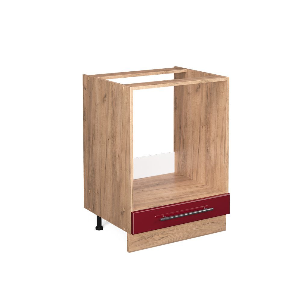 Vicco Herdumbauschrank Fame-Line, Bordeaux Hochglanz/Eiche, 60 cm ohne Arbeitsplatte (1-St)