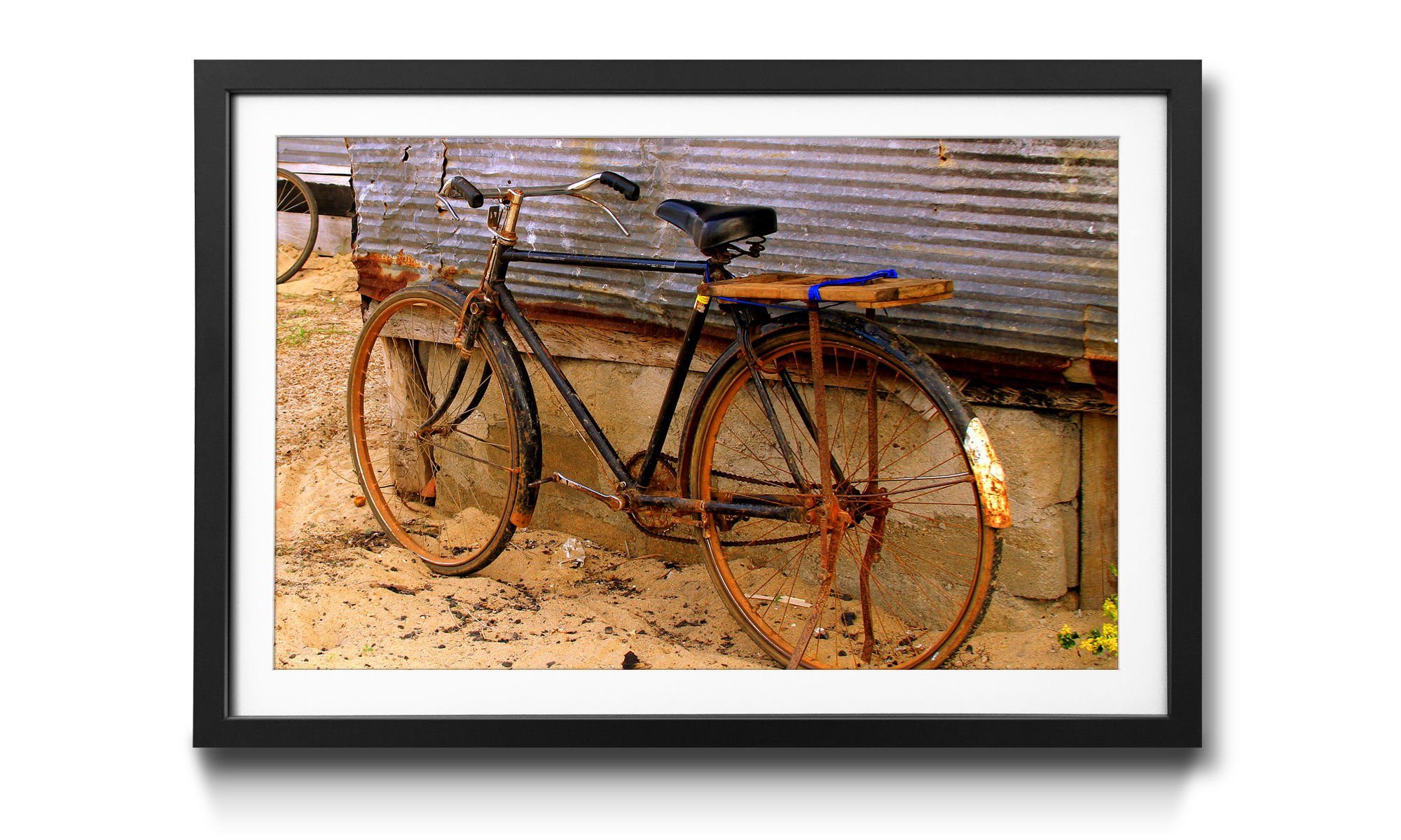 WandbilderXXL Bild mit Rahmen Old Bicycle, Lost Place, Wandbild, in 4 Größen erhältlich
