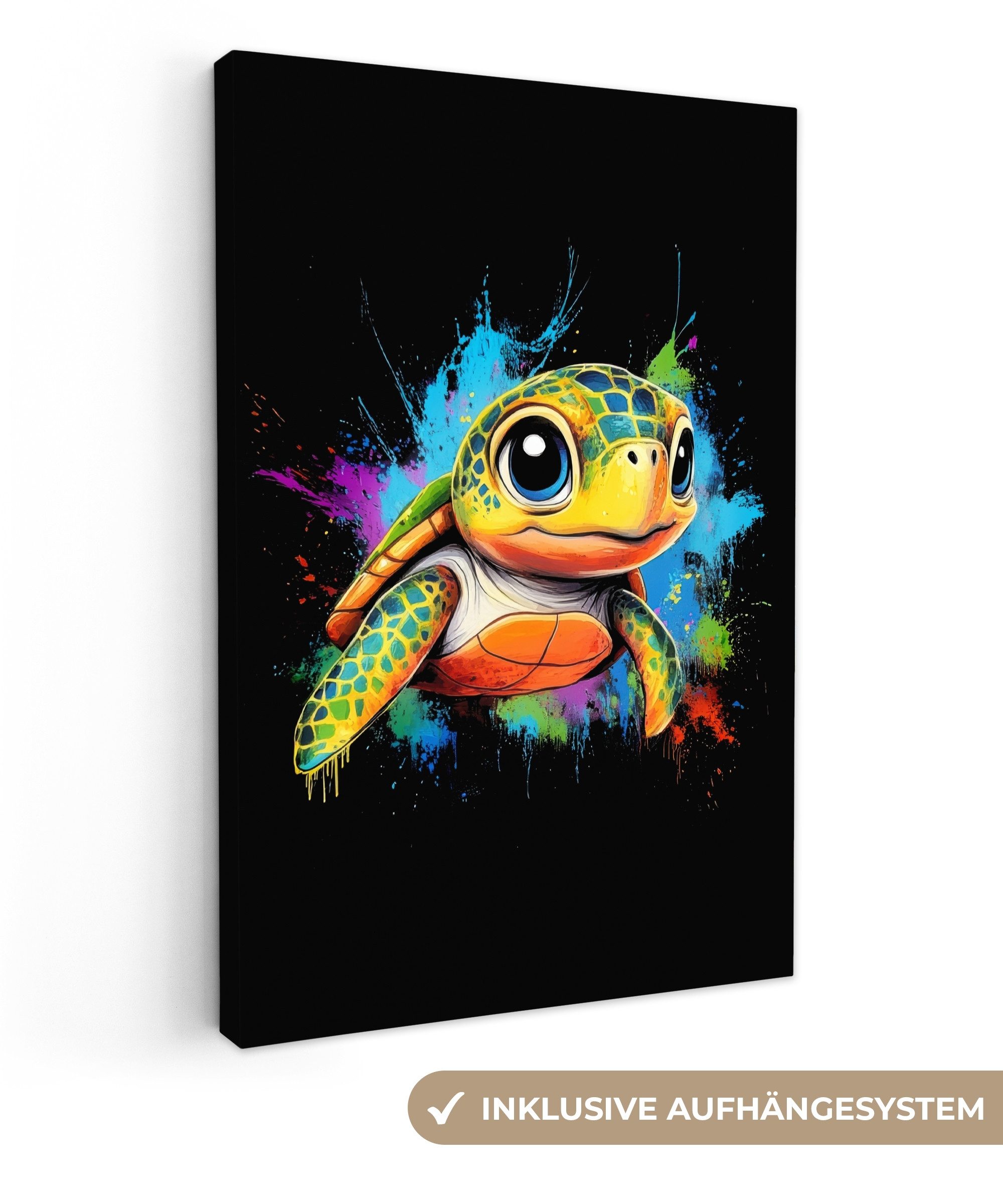 OneMillionCanvasses® Leinwandbild Graffiti - Tiere - Schildkröte - Farbenfr günstig online kaufen