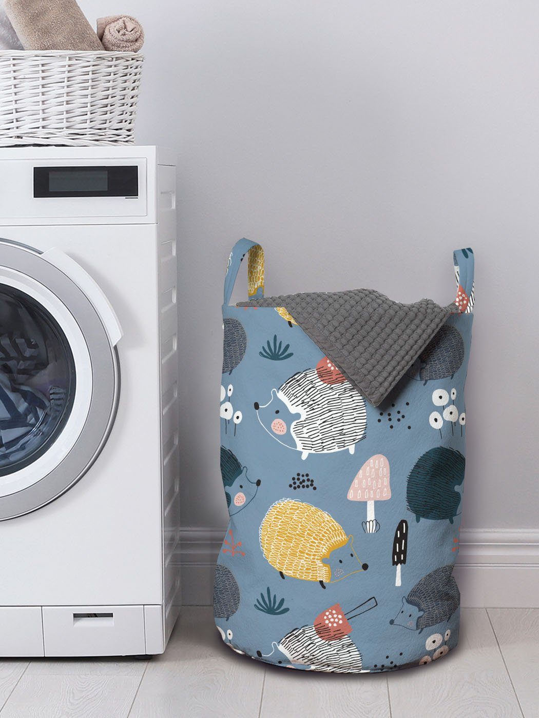Wäschekorb Tiere Kordelzugverschluss Wäschesäckchen Hedgehogs Gehen Lustige Waschsalons, mit für Abakuhaus Griffen