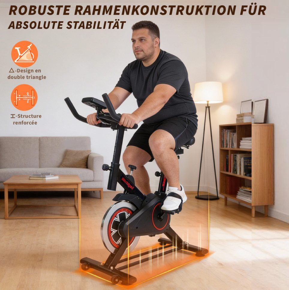 Nettlife Heimtrainer Fahrrad 150kg Magnetbremse LCD-Display verstellbarer Widerstand leises, Tablet-Halter&Einstellbarem Sitz Heimtrainer für CardioTraining