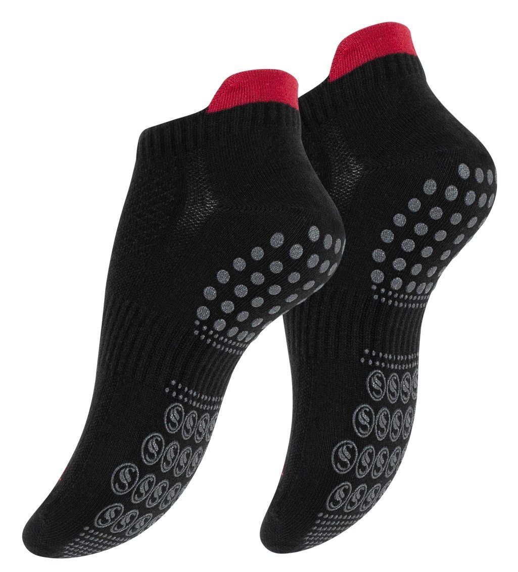 (3-Paar) mit und ABS Soul® Yoga Pilates Stark schwarz für Sneakersocken Antirutschsohle -