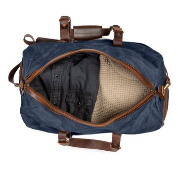 DRAKENSBERG Reisetasche Weekender »Cody« Ozean-Blau, wetterfeste Vintage Sportasche aus gewachstem Canvas und Leder