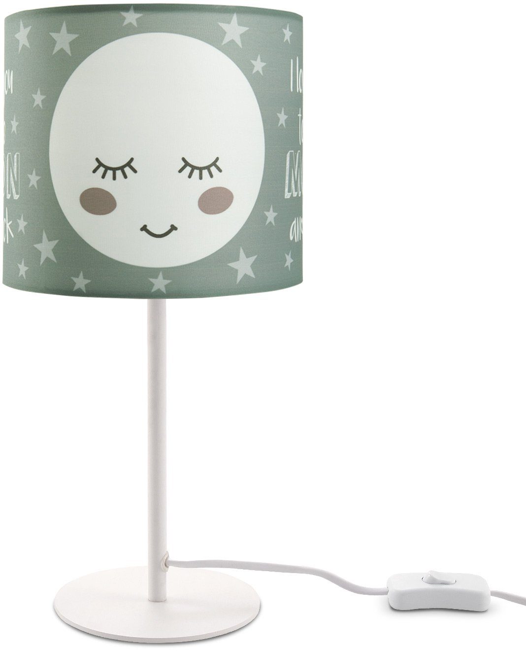 Paco Home Tischleuchte Aleyna 103, ohne Leuchtmittel, Kinderlampe LED Kinderzimmer Lampe mit Mond-Motiv, Tischleuchte E14