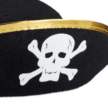 relaxdays Piraten-Kostüm Piratenhut schwarz