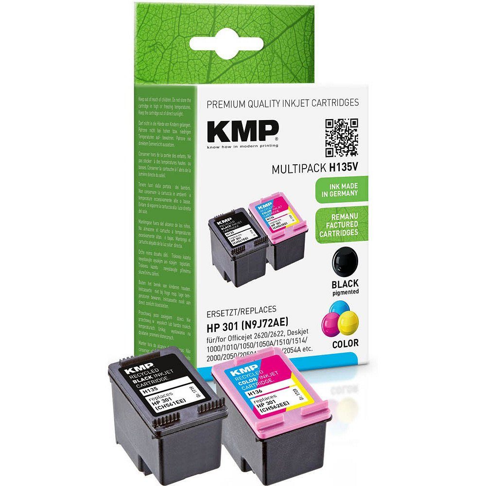 KMP 1 Tinten-Set H135V ERSETZT - color Tintenpatrone + black HP 301