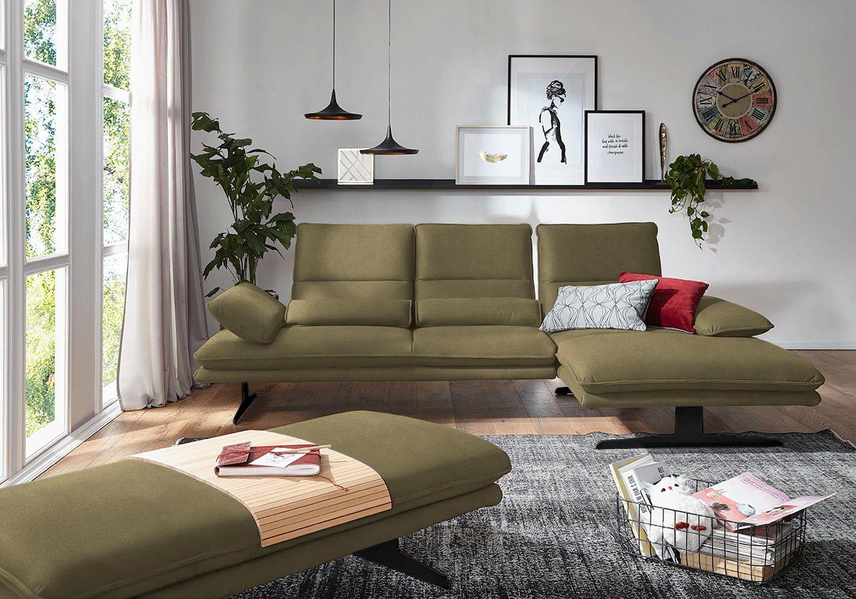 W.SCHILLIG Ecksofa broadway, Designsofa mit tollem Sitzkomfort, Sitztiefenverstellung, Kopfteil- & Seitenteilverstellung, Breite 291cm
