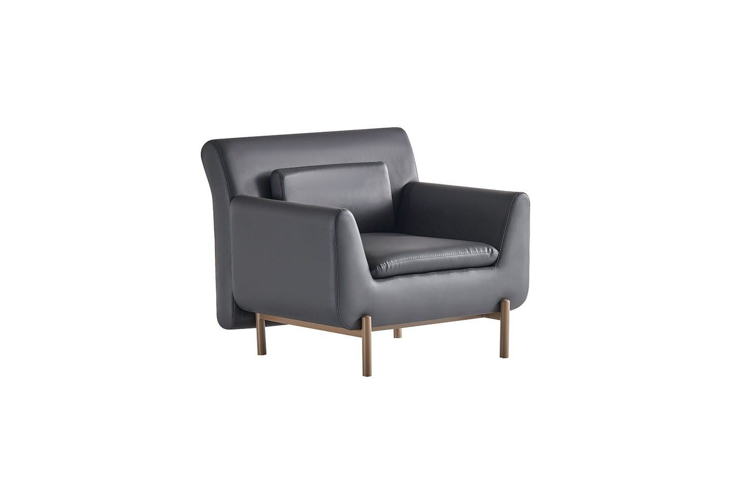 Xlmoebel Loungesessel Sessel grau modern elegant funktional ergonomisch minimalistisch gold (1-St., 1-tlg)