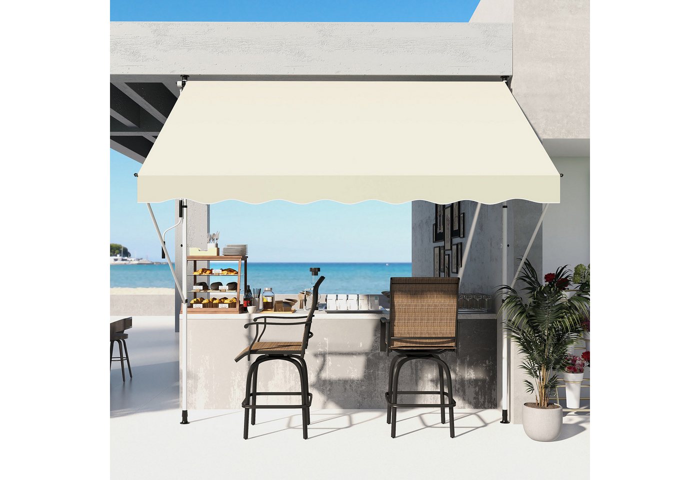 Thumbnail - OUTMAX Markise 300 x 150cm Höhenverstellbar, Faltarm, für Balkon (1-St) Höhe verstellbar