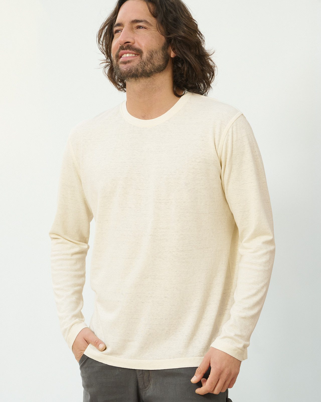 HempAge Langarmshirt Basic Langarmshirt Herren Hanf/Biobaumwolle Normal Fit