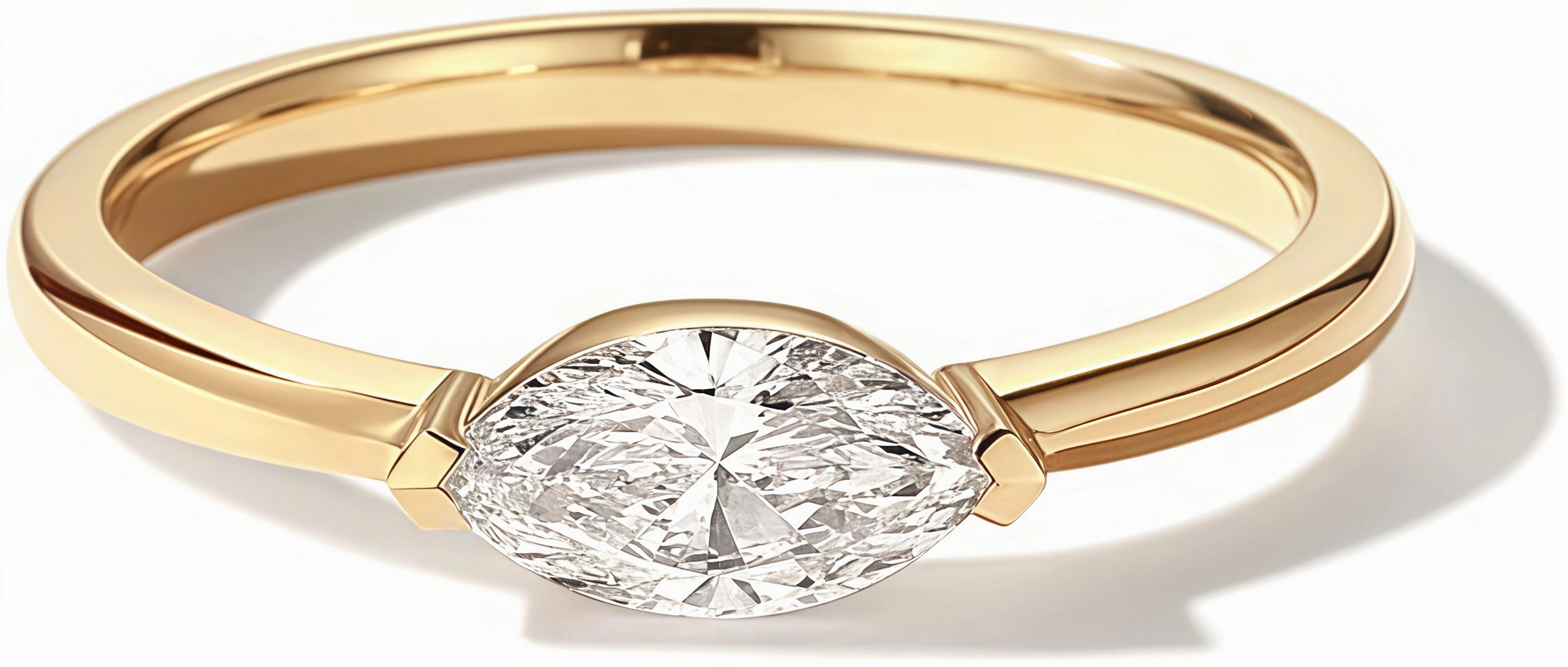 Jumpeak Diamantring 585 Gold, 1 Karat, Marquise-Schliff, im Labor gezüchteter Diamant, Modischer Damenring mit IGI, ideal für Geburtstage oder Jubiläen