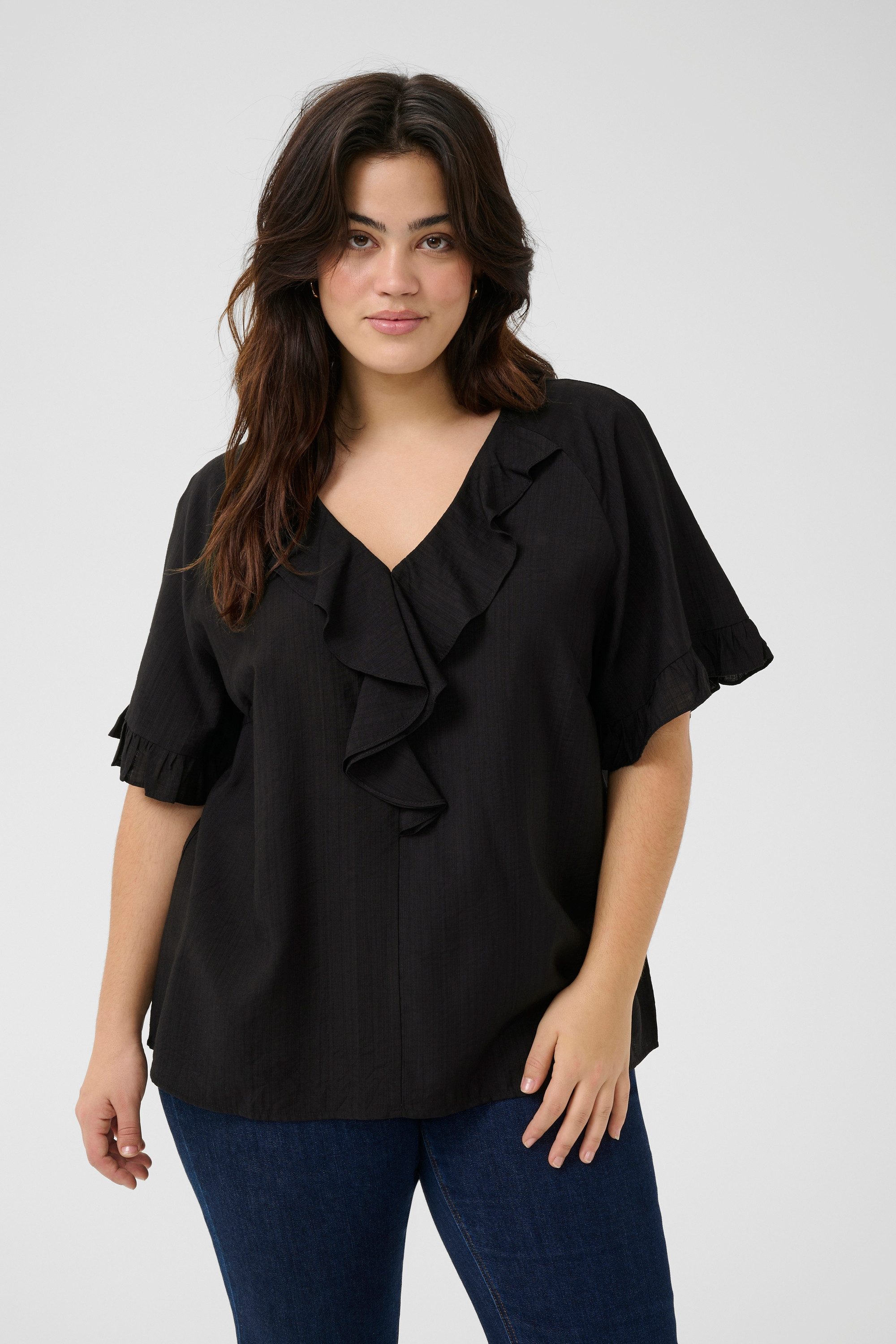 KAFFE Curve Kurzarmbluse Kurzarm-Bluse KCmeriana Große Größen