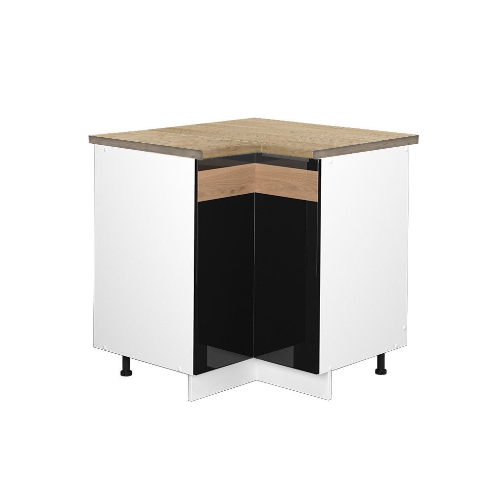 Vicco Eckunterschrank Fame-Line, Schwarz Eiche hochglanz/Weiß, günstig online kaufen