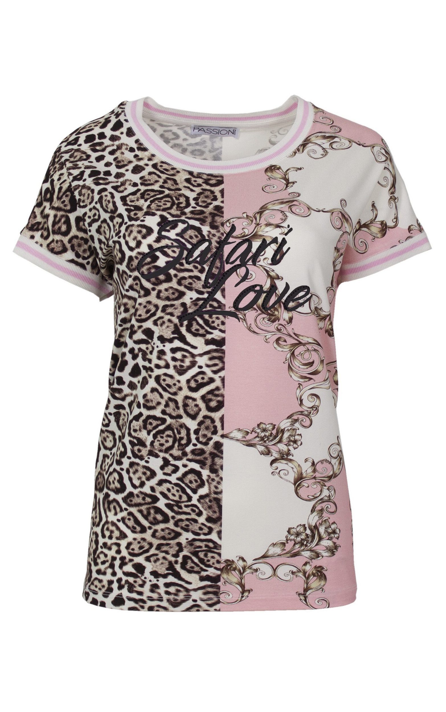 Passioni Print-Shirt Sommershirt in Rose, mit Leopardenmuster und Safari Lo günstig online kaufen
