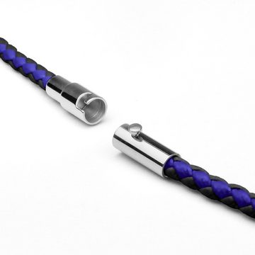 BUNGSA Lederband Kette gewebt Blau/Schwarz aus Leder Unisex (1-tlg), Halskette Necklace