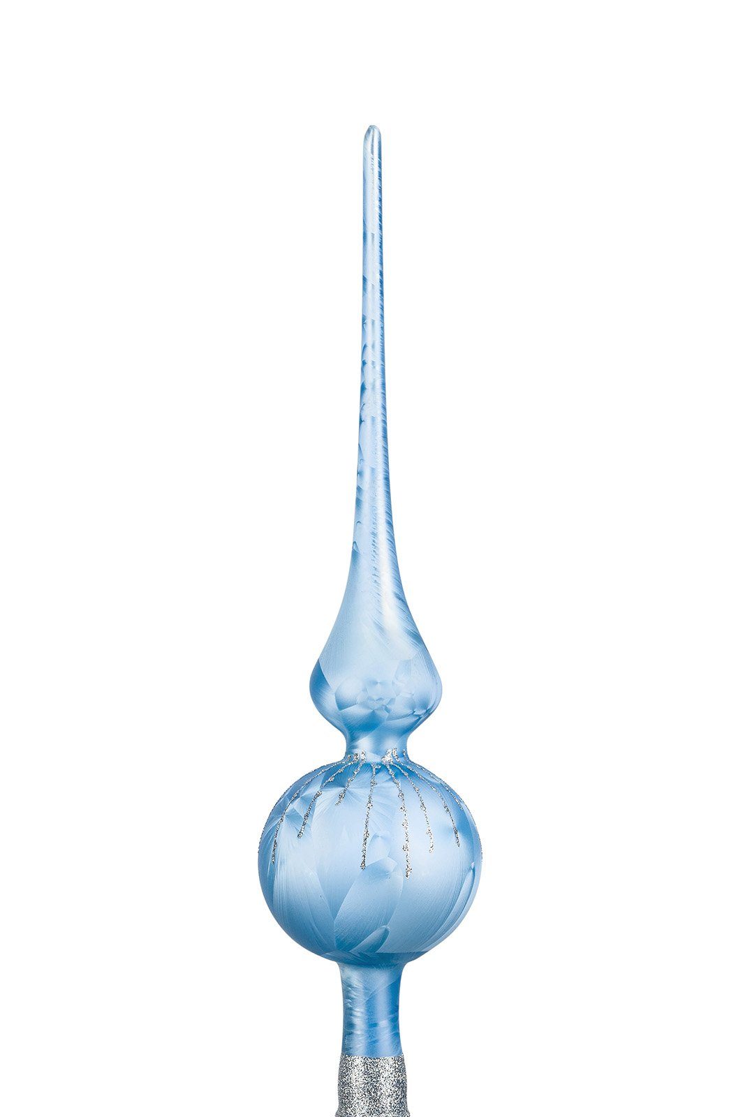 Navidacio Christbaumschmuck Weihnachtsbaumspitze Groß 35cm in Ice Blau Silber Regen