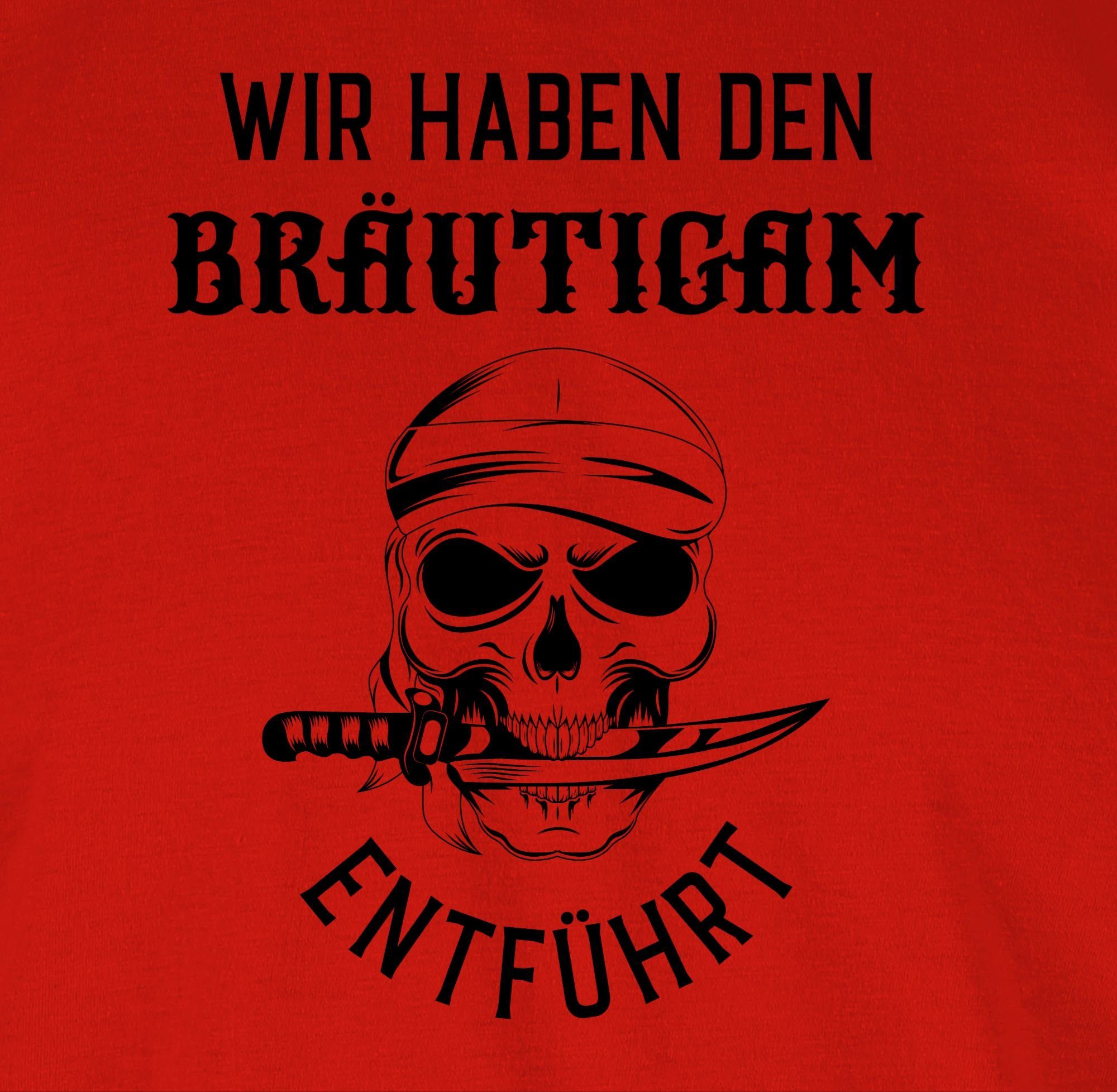 JGA entführt haben Bräutigam 03 T-Shirt Shirtracer Wir Piratenkopf Männer den Rot