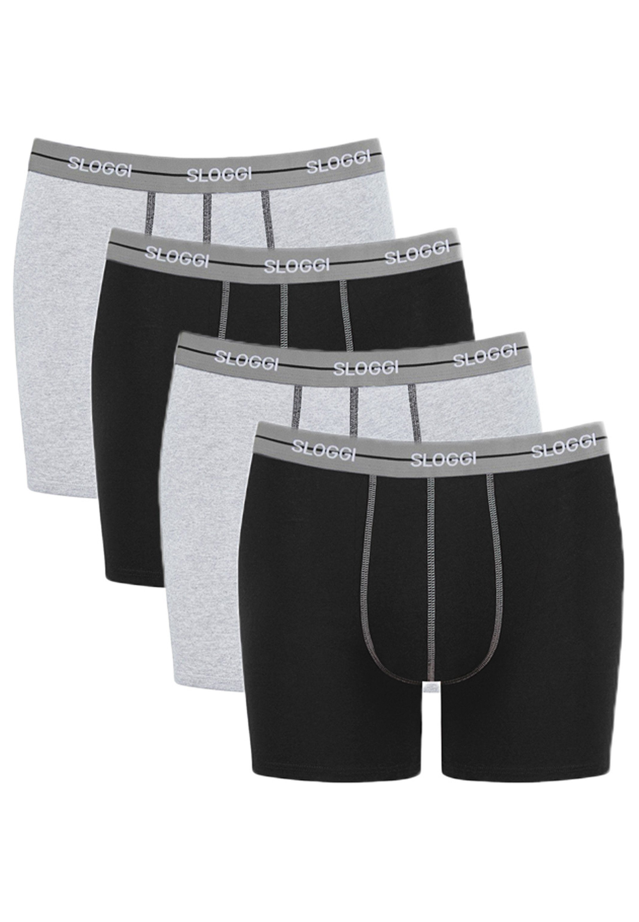 Sloggi Retro Ohne Short Pant Eingriff - 4-St) - Boxer Start Baumwolle Pack Grey - Long (Spar-Set, Combination 4er 