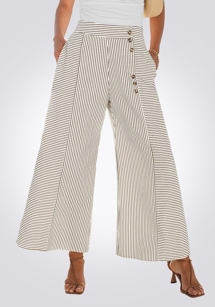 Cupshe Culotte Gestreepte Marlene-Hose mit Knopfleiste