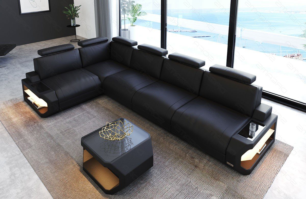 Ecksofa Leder Sofa Couch Siena L Form lang Ledercouch